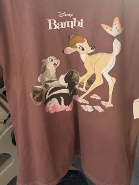 Disney Bambi Tee in Mauve with Pastel Print